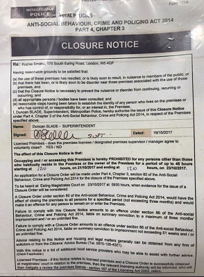 closure notice