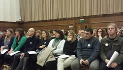 Protestors agains closure of Sulivan Primary School at Hammersmith Town Hall