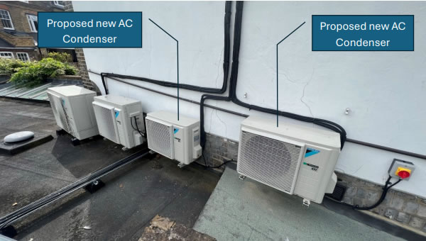 A photo of the new aircon units from documents submitted with the application