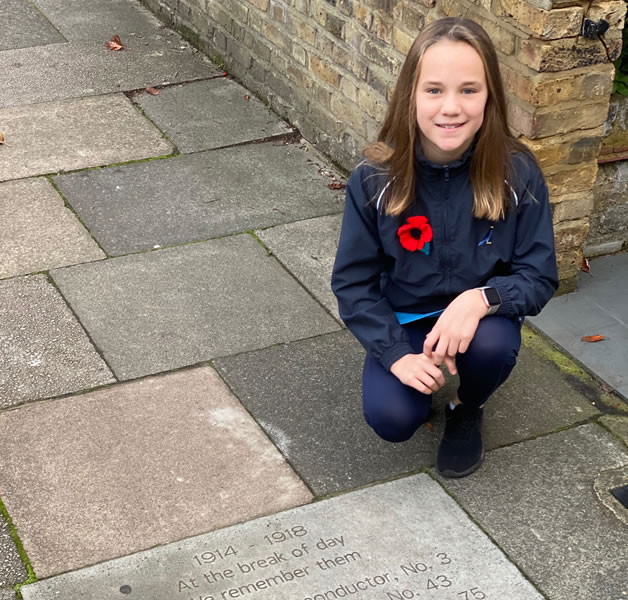 Bella Williams at the Festing Road memorial 