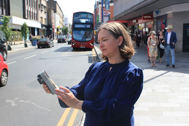 Fleur Anderson MP measuring pollution locally 