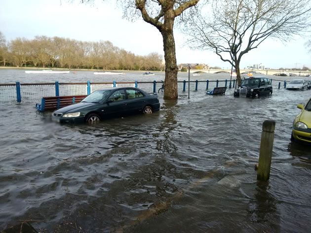 cars caught on Putney Embankment Sunday April 10 2016