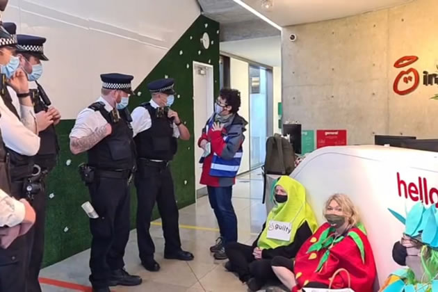 Plastics Rebellion sit-in at the company's Ladbroke Grove office 