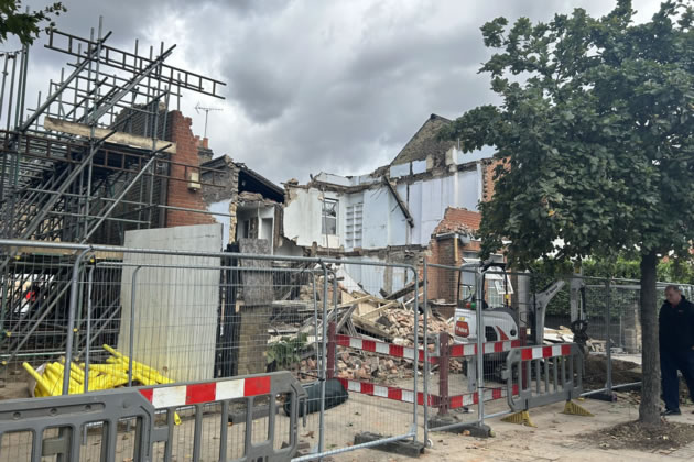 47 and 49 Lower Mortlake Road, Richmond, after the collapse