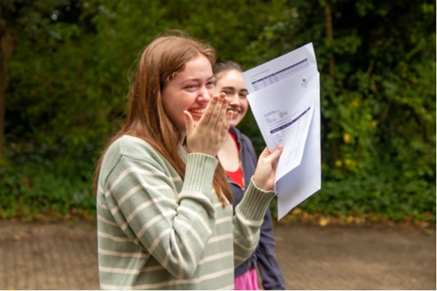 A Putney High School student reacts to her results.