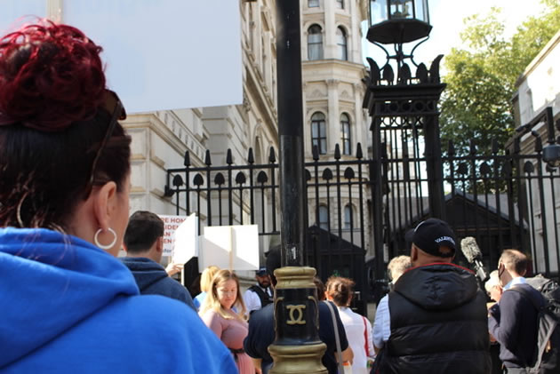 The Rights for Residents protest at the Downing Street gates