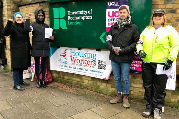 A picket at the university during a previous strike action