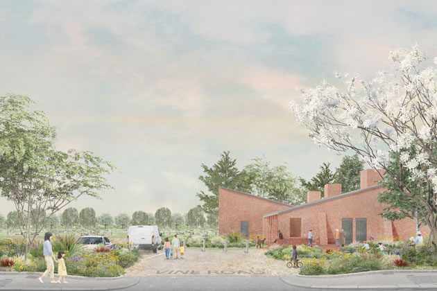 A visualisation of how the Vine Road entrance to the park might look from planning documents