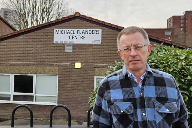 Councillor Andrew Steed outside the Michael Flanders Centre in Acton 