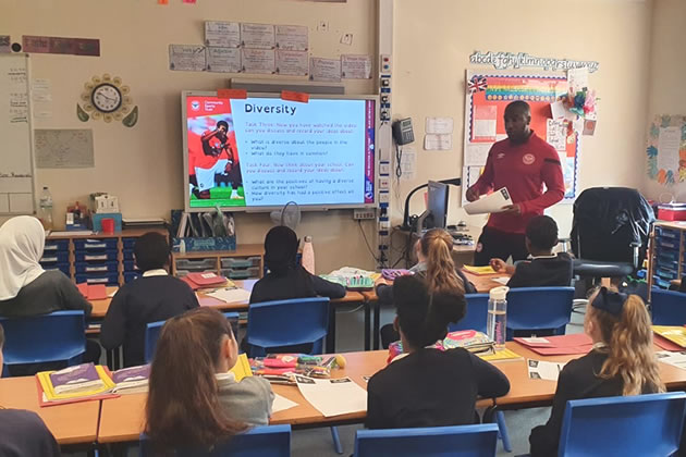 A diversity workshop hosted by Brentford FC pre-pandemic 