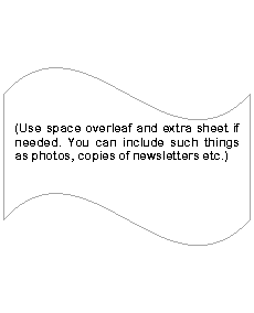 Wave: (Use space overleaf and extra sheet if needed. You can include such things as photos, copies of newsletters etc.)      