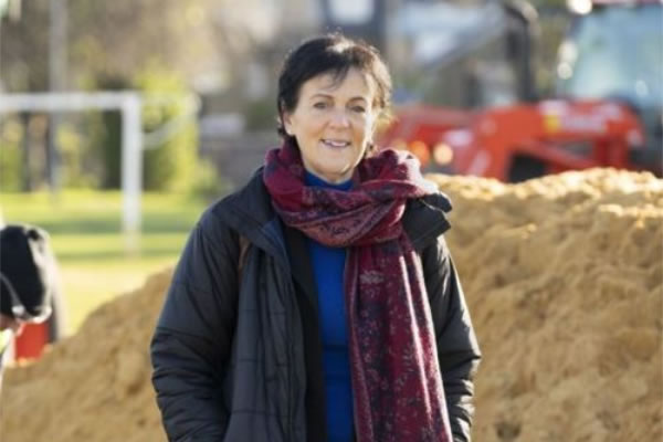 Judi Gasser viewing progress at Garratt Park at the start of the project