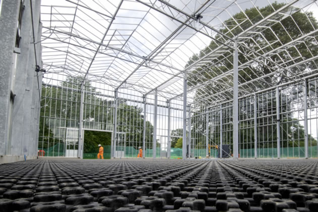 Construction of one of the new glasshouses at Kew Gardens