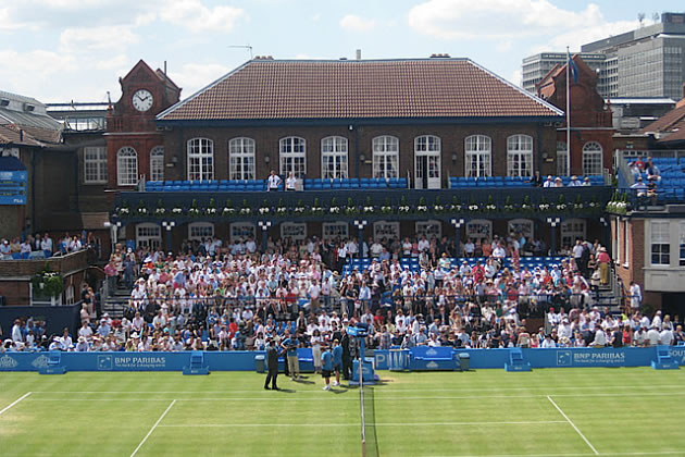 The Queen’s Club main grandstand. Picture: Benjamin Liebald