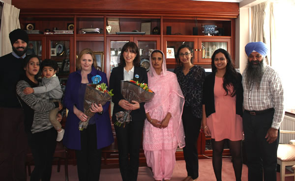 Samantha Cameron with the Hansra family