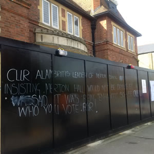 Merton Hall hoarding