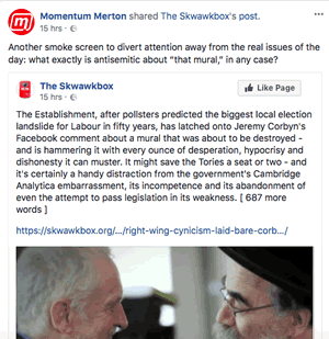 Momentum Merton Facebook page screen shot
